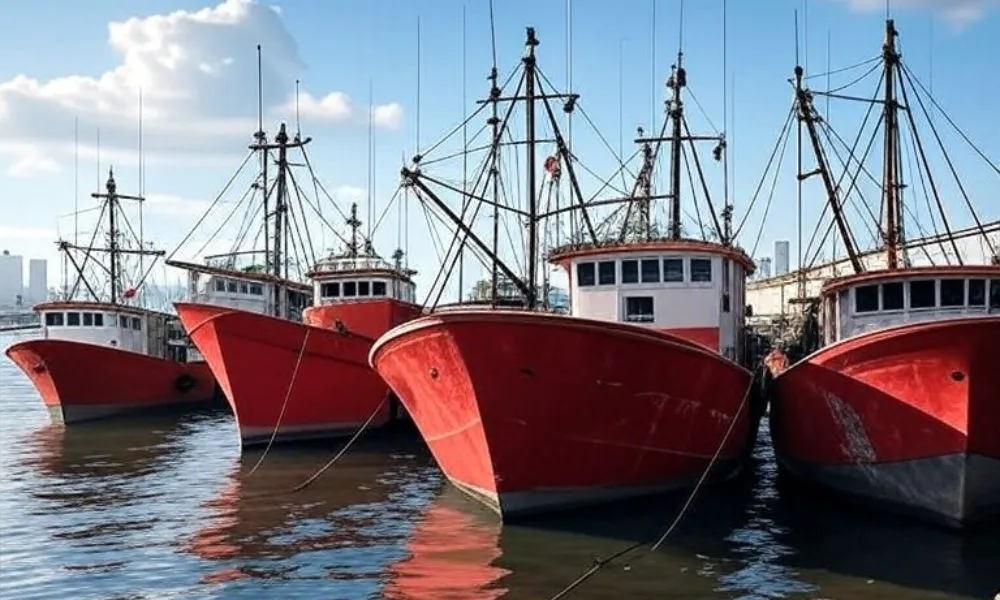 Imagen ilustrativa de barcos pesqueros generada por AI