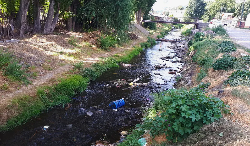 Arroyo con plásticos
