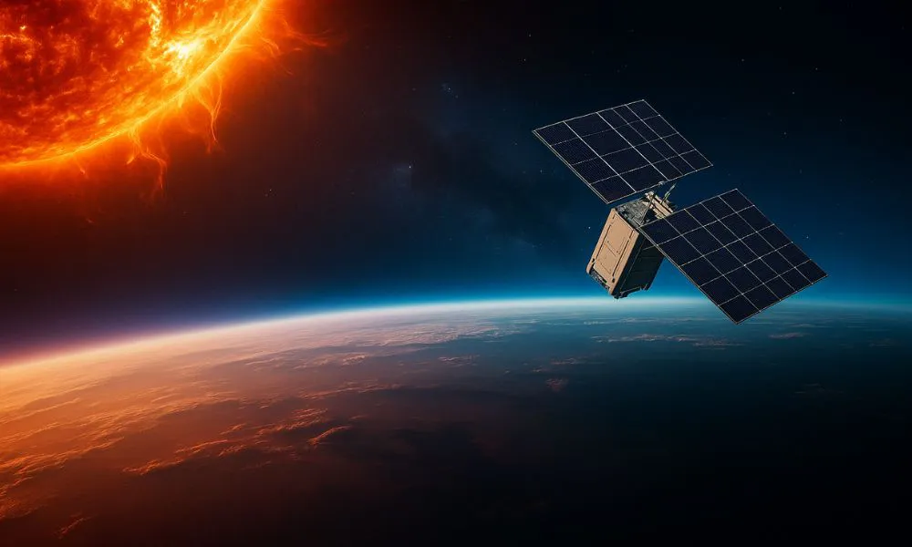 Tormenta solar satelites foto ilustrativa generada por AI