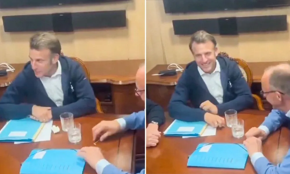 Macron Tren sorprendido viral Foto RT